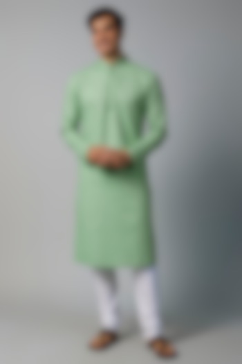 Green Cotton Kurta Set by Darshika