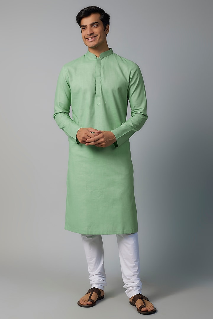 Green Cotton Kurta Set by Darshika