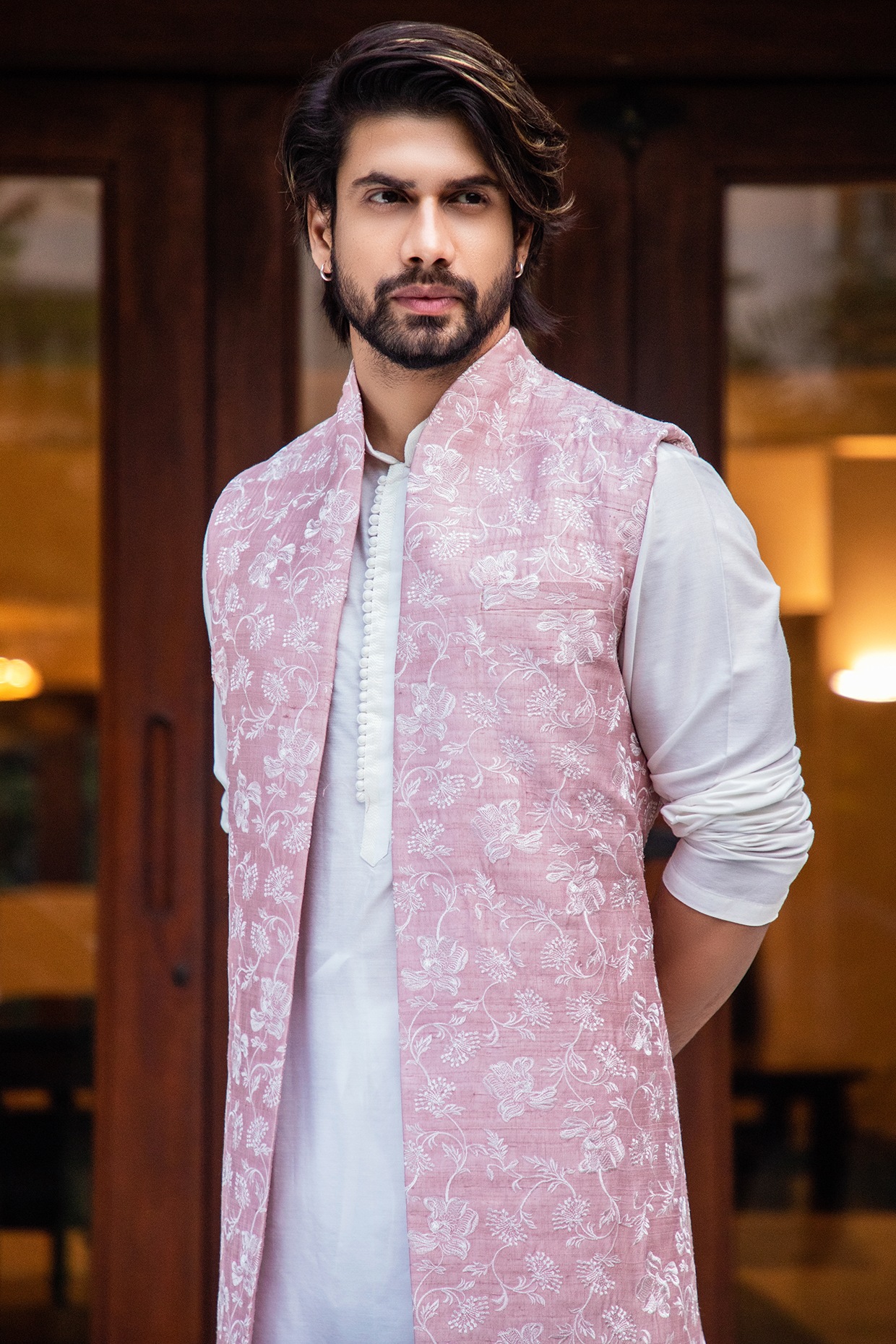 Pink Nehru Jacket with Kurta Churidaar at Rs 16695.00 | Visakhapatnam| ID:  2851941501230