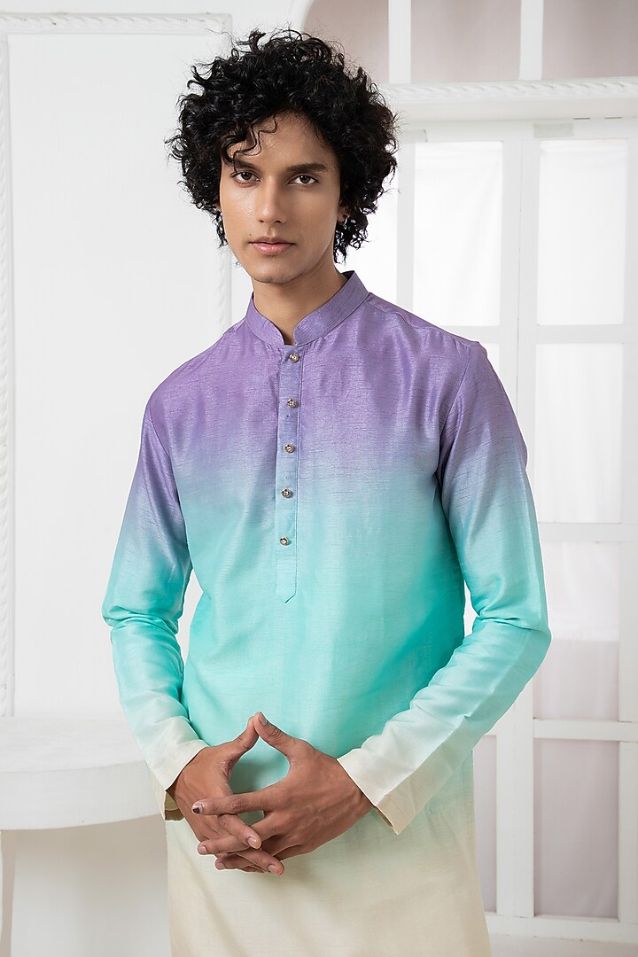 Multi-Colored Silk Embellished Kura Set by Darshika at Pernia's Pop Up Shop