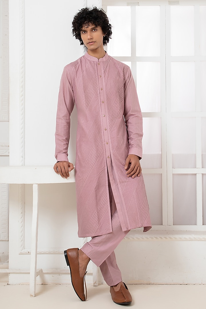 Purple Cotton Silk Kurta Set by Darshika