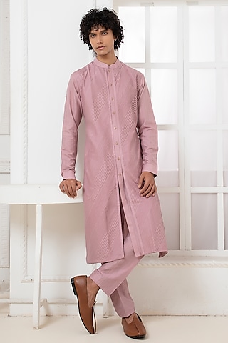 Purple Cotton Silk Kurta Set by Darshika