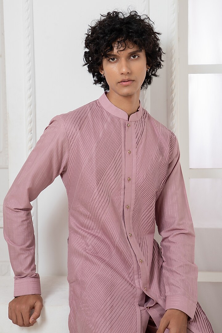 Purple Cotton Silk Kurta Set by Darshika at Pernia's Pop Up Shop