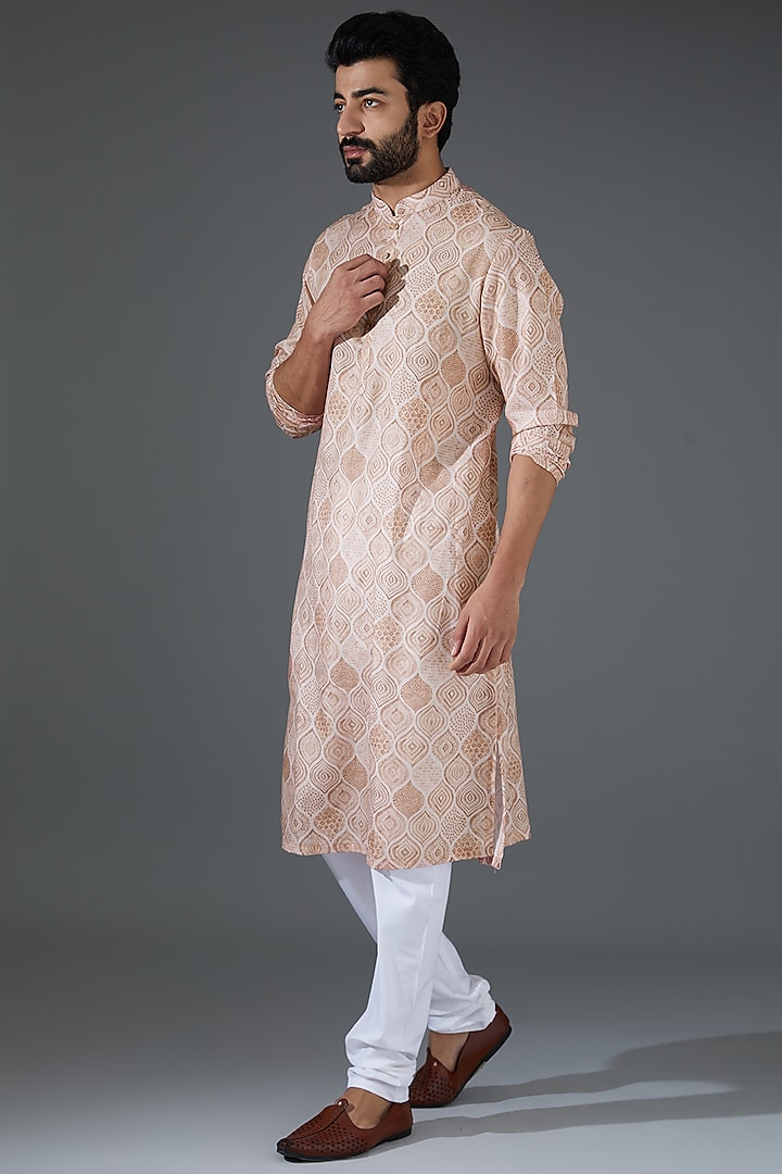 Brown Cotton Geometric Printed Kurta Set by Darshika