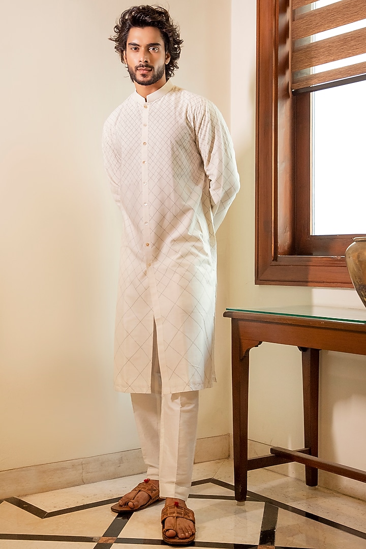 Off-White Cotton Kurta Set by Darshika at Pernia's Pop Up Shop