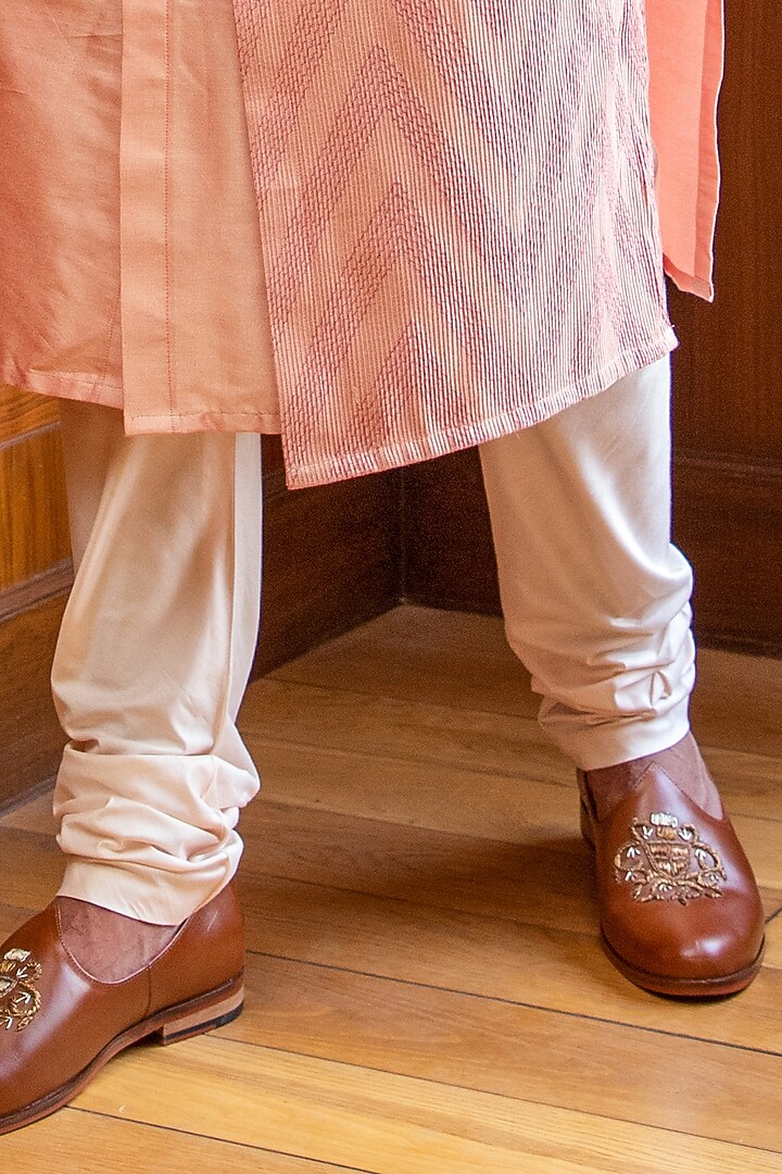 Peach Cotton Silk Asymmetric Layered Kurta Set by Darshika at Pernia's Pop Up Shop