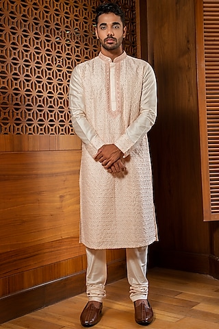 Blush Pink Embroidered Kurta Set by Darshika