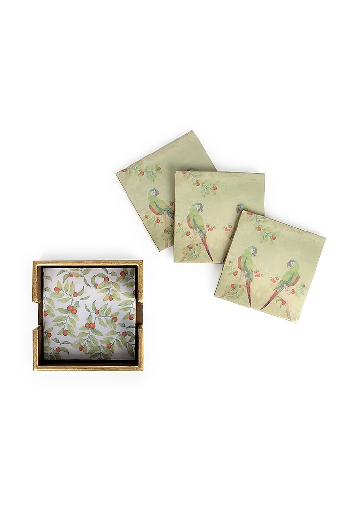 Green Wood Square Coasters (Set of 4) by Artychoke at Pernia's Pop Up Shop