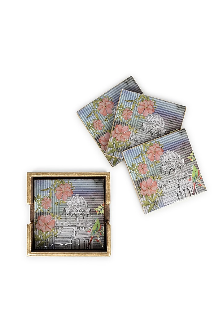 Multi-Colored Wood Square Coasters (Set of 4) by Artychoke at Pernia's Pop Up Shop