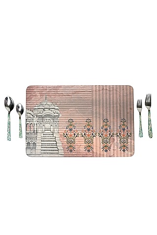 Pink Wood Marble Mats (Set of 6) by Artychoke