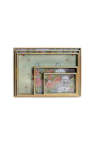 Green Wood Handcrafted Tray (Set of 5) by Artychoke