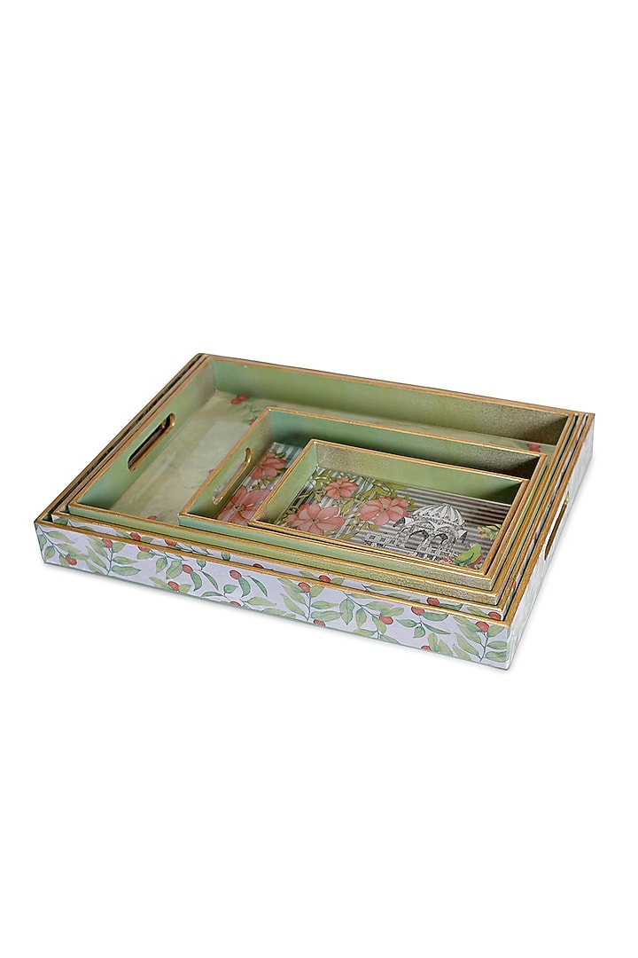 Green Wood Handcrafted Tray (Set of 5) by Artychoke at Pernia's Pop Up Shop