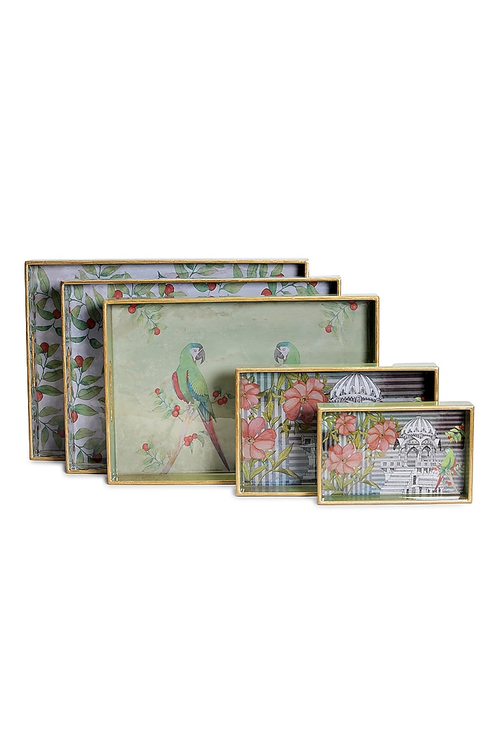 Green Wood Handcrafted Tray (Set of 5) by Artychoke at Pernia's Pop Up Shop