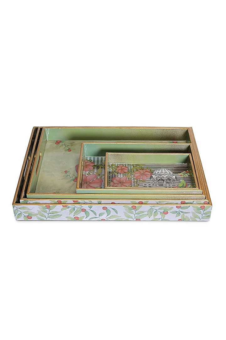 Green Wood Handcrafted Tray (Set of 5) by Artychoke at Pernia's Pop Up Shop