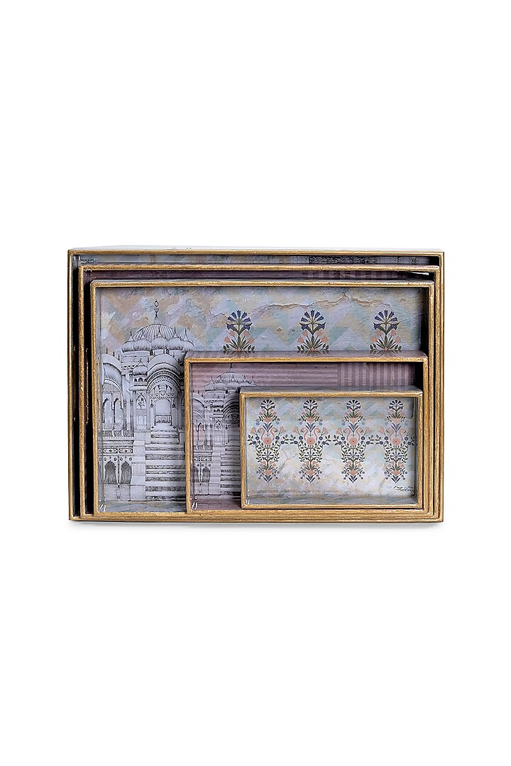 Pink Wood Handcrafted Tray (Set of 5) by Artychoke at Pernia's Pop Up Shop