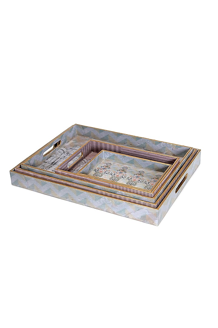 Pink Wood Handcrafted Tray (Set of 5) by Artychoke at Pernia's Pop Up Shop