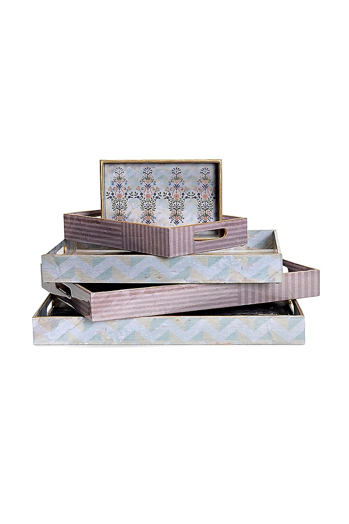 Pink Wood Handcrafted Tray (Set of 5) by Artychoke at Pernia's Pop Up Shop