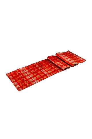 Orange Velvet Handcrafted Table Runner by Artychoke