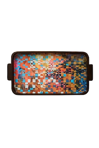 Multi-Colored Oversized Wooden Tray by Artychoke