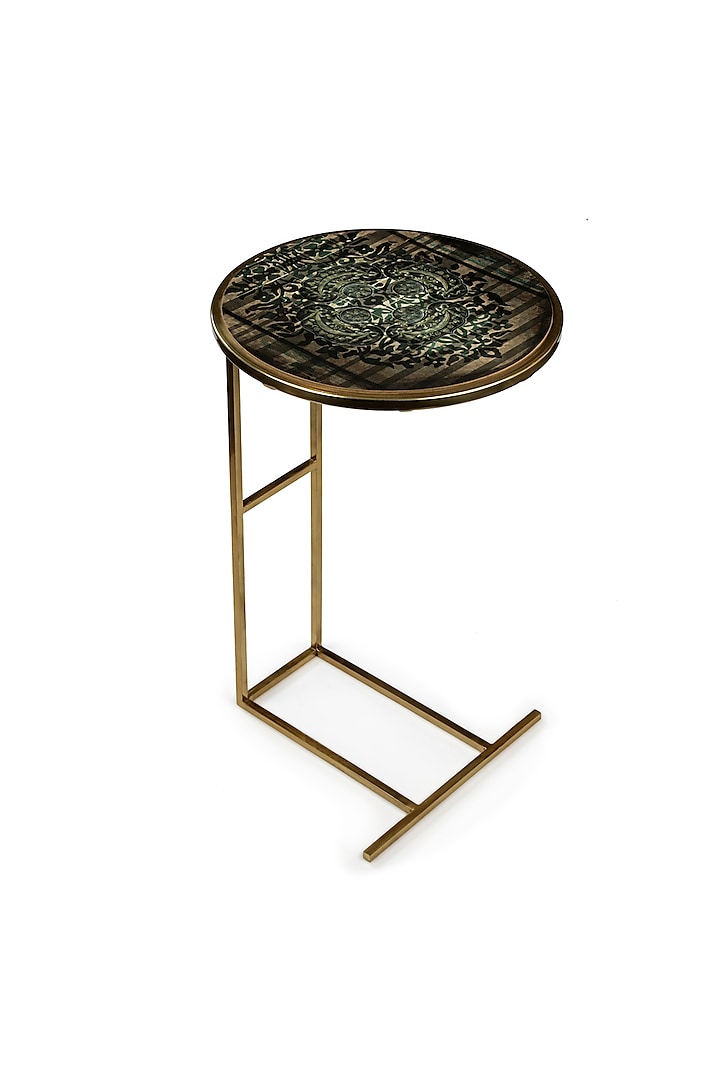 Gold Art Print Wooden Top, Stainless Steel C-Table by Artychoke at Pernia's Pop Up Shop