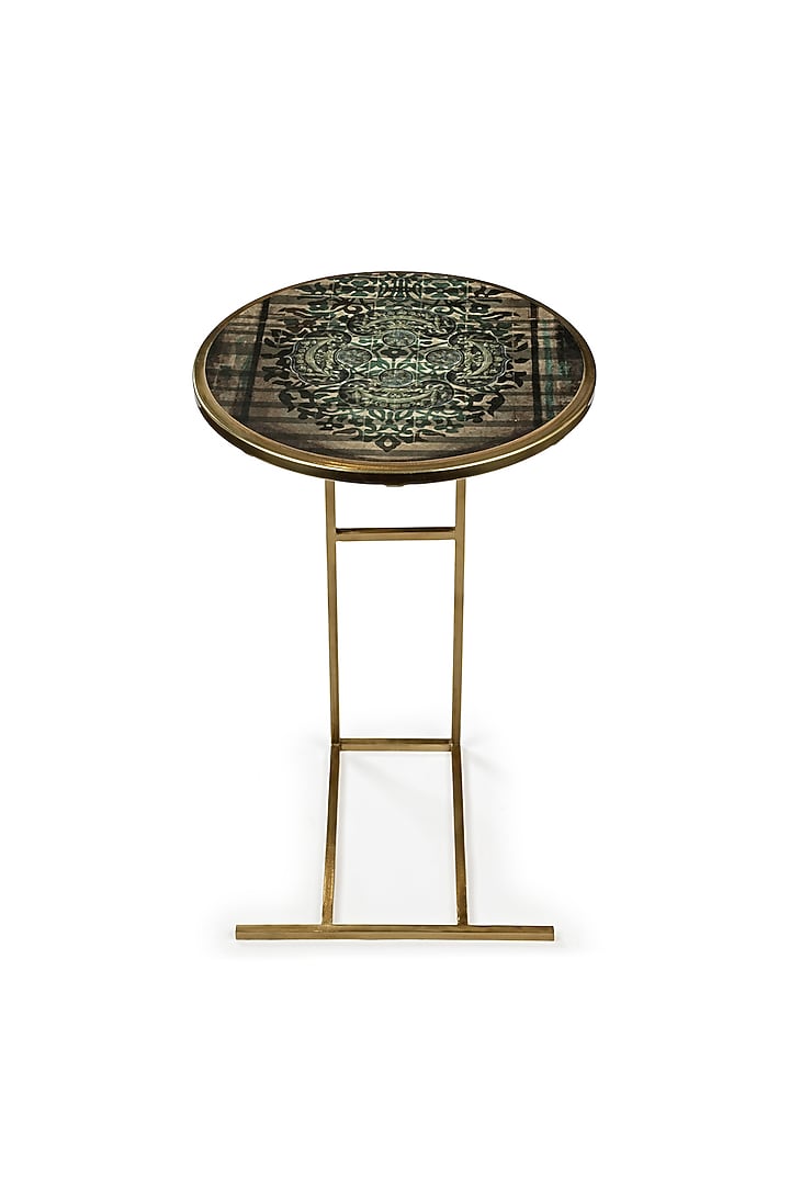 Gold Art Print Wooden Top, Stainless Steel C-Table by Artychoke at Pernia's Pop Up Shop