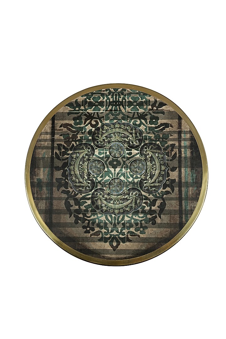 Gold Art Print Wooden Top, Stainless Steel C-Table by Artychoke at Pernia's Pop Up Shop