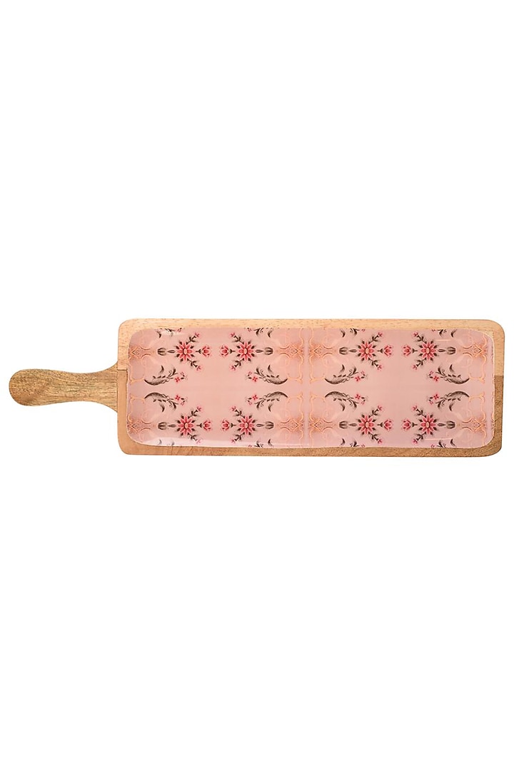 Pink Bat Wooden Platter With Enamel Finish by Artychoke