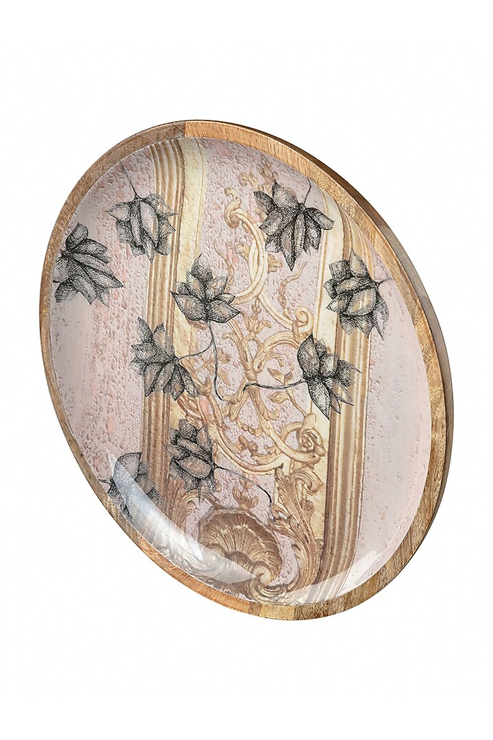 Pastel Pink Antique Lotus Wooden Plates (Set of 5) by Artychoke at Pernia's Pop Up Shop