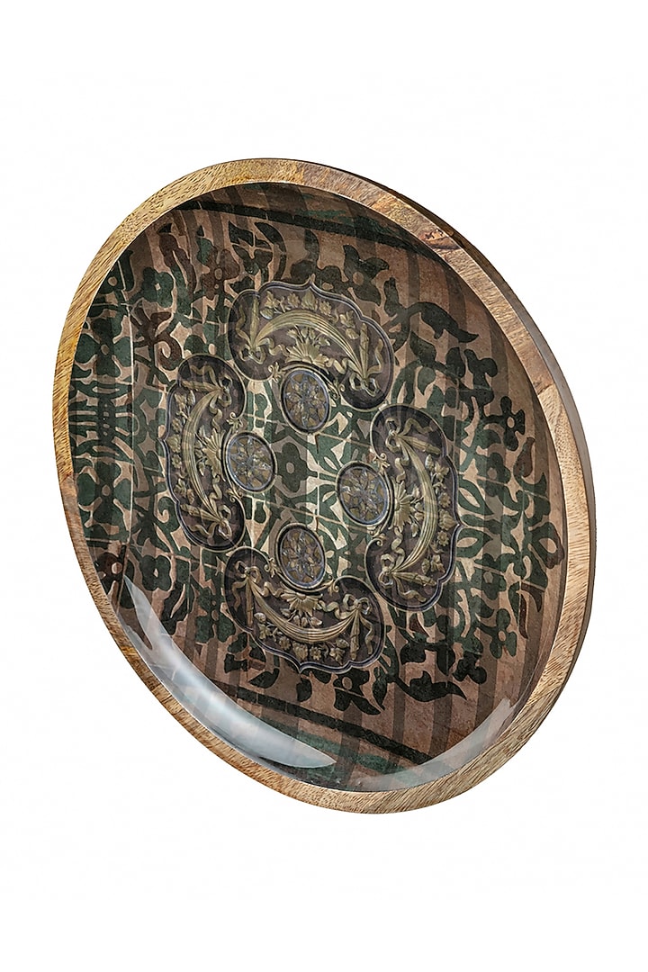 Grey Antique Motif Wooden Plates (Set of 2) by Artychoke at Pernia's Pop Up Shop