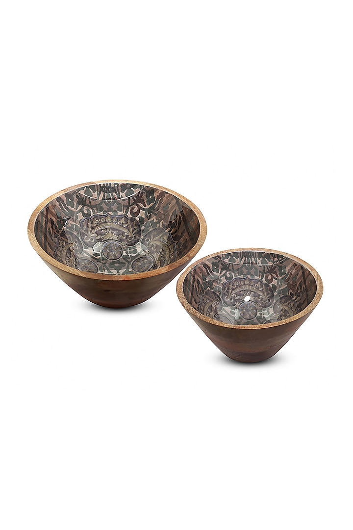 Grey Antique Motif Bowls (Set of 2) by Artychoke