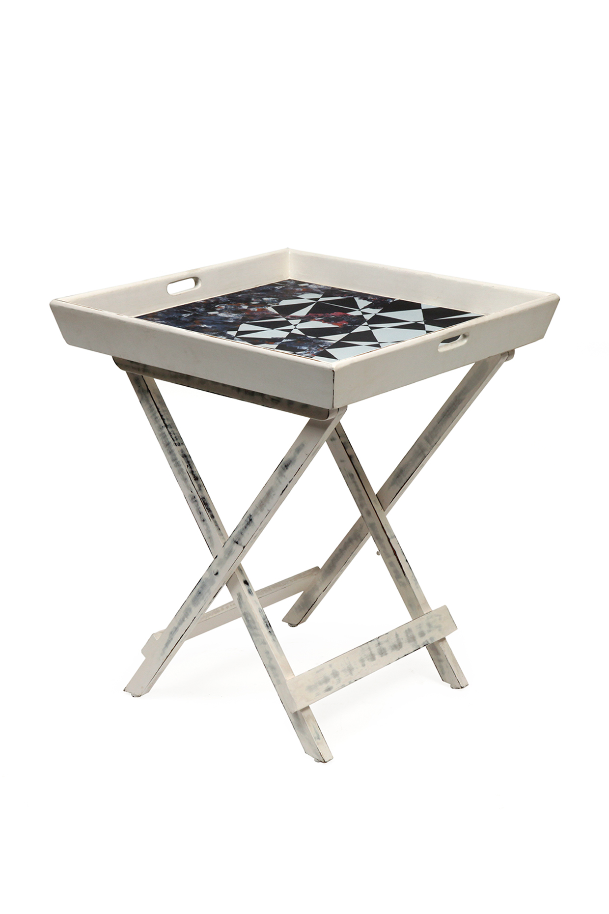 Black & White Monochrome Split Butler Tray Table by Artychoke at Pernia's Pop Up Shop