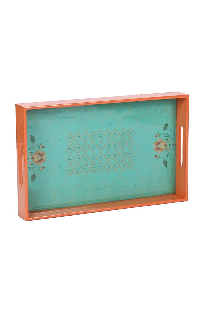 Teal & Orange High Gloss Rectangle Trays (Set of 4) by Artychoke at Pernia's Pop Up Shop