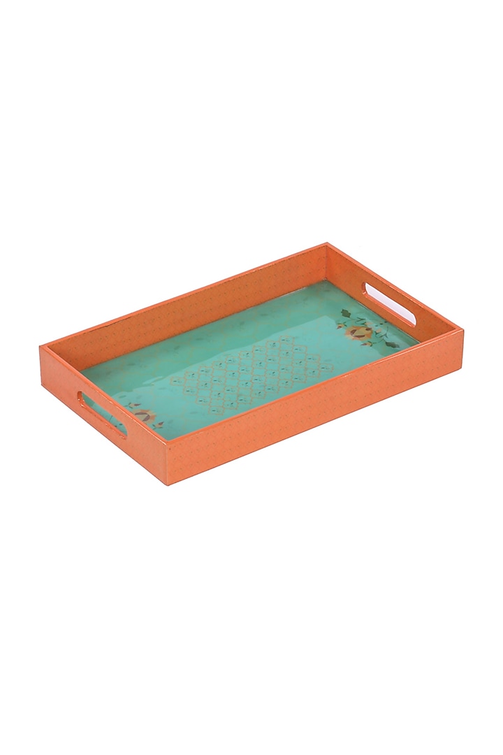 Teal & Orange High Gloss Rectangle Trays (Set of 4) by Artychoke at Pernia's Pop Up Shop