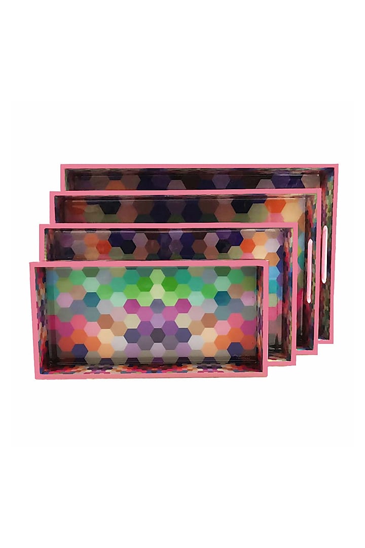 Multi Colored Hexa High Gloss Rectangle Trays (set of 4) by Artychoke at Pernia's Pop Up Shop