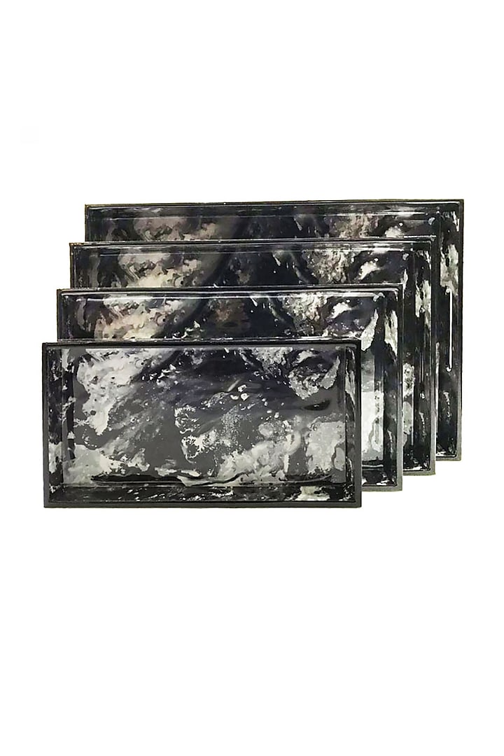 Black & White Marble High Gloss Rectangle Trays (set of 4) by Artychoke