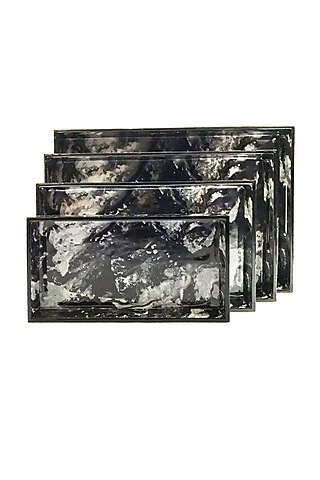 Black & White Marble High Gloss Rectangle Trays (set of 4) by Artychoke