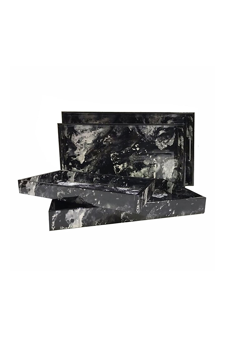 Black & White Marble High Gloss Rectangle Trays (set of 4) by Artychoke at Pernia's Pop Up Shop