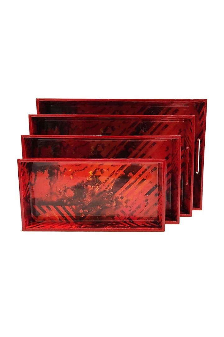 Red High Gloss Rectangle Trays (set of 4) by Artychoke at Pernia's Pop Up Shop