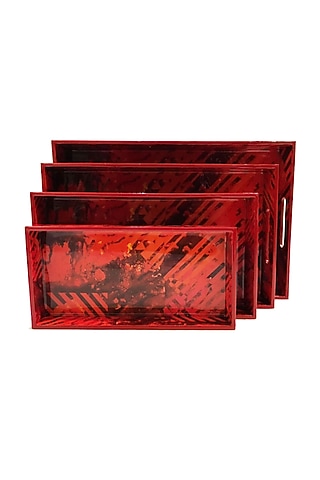 Red High Gloss Rectangle Trays (set of 4) by Artychoke