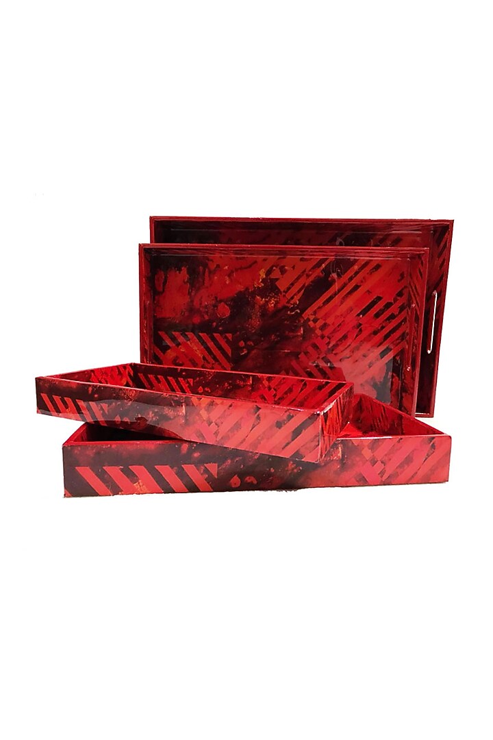 Red High Gloss Rectangle Trays (set of 4) by Artychoke at Pernia's Pop Up Shop