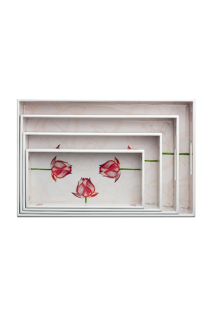 Ivory Lotus High Gloss Trays (Set of 4) by Artychoke at Pernia's Pop Up Shop