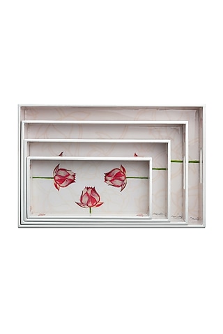 Ivory Lotus High Gloss Trays (Set of 4) by Artychoke