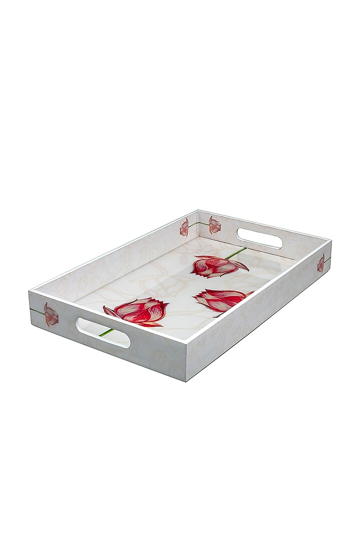 Ivory Lotus High Gloss Trays (Set of 4) by Artychoke at Pernia's Pop Up Shop