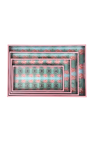 Ivory Lotus High Gloss Trays (Set of 4) by Artychoke