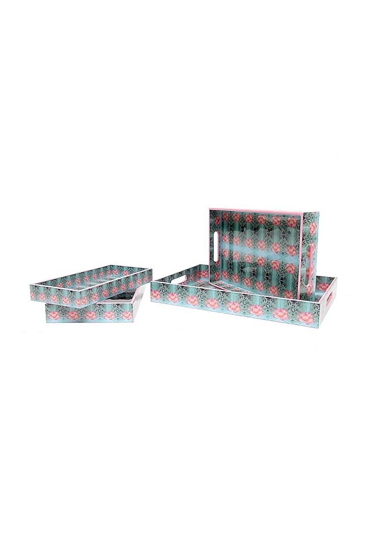 Ivory Lotus High Gloss Trays (Set of 4) by Artychoke at Pernia's Pop Up Shop