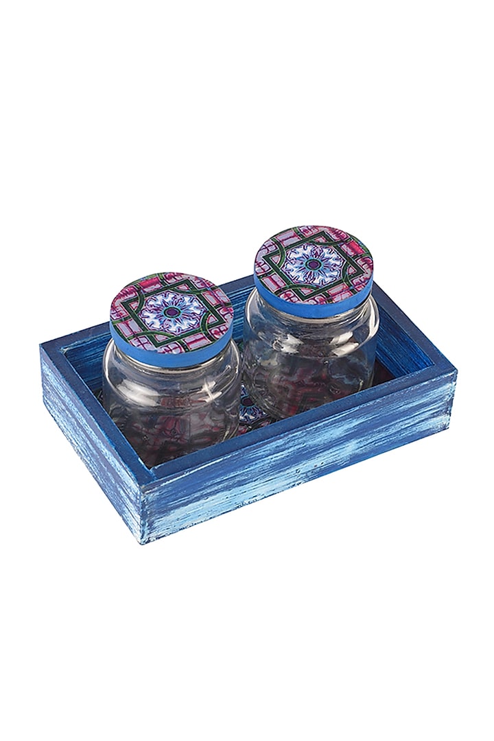 Royal Blue Jar and Tray Set (Set of 3) by Artychoke
