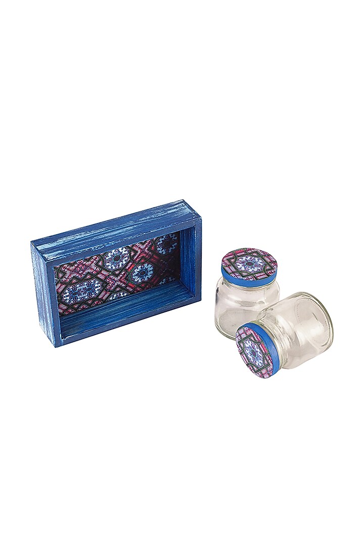 Royal Blue Jar and Tray Set (Set of 3) by Artychoke at Pernia's Pop Up Shop