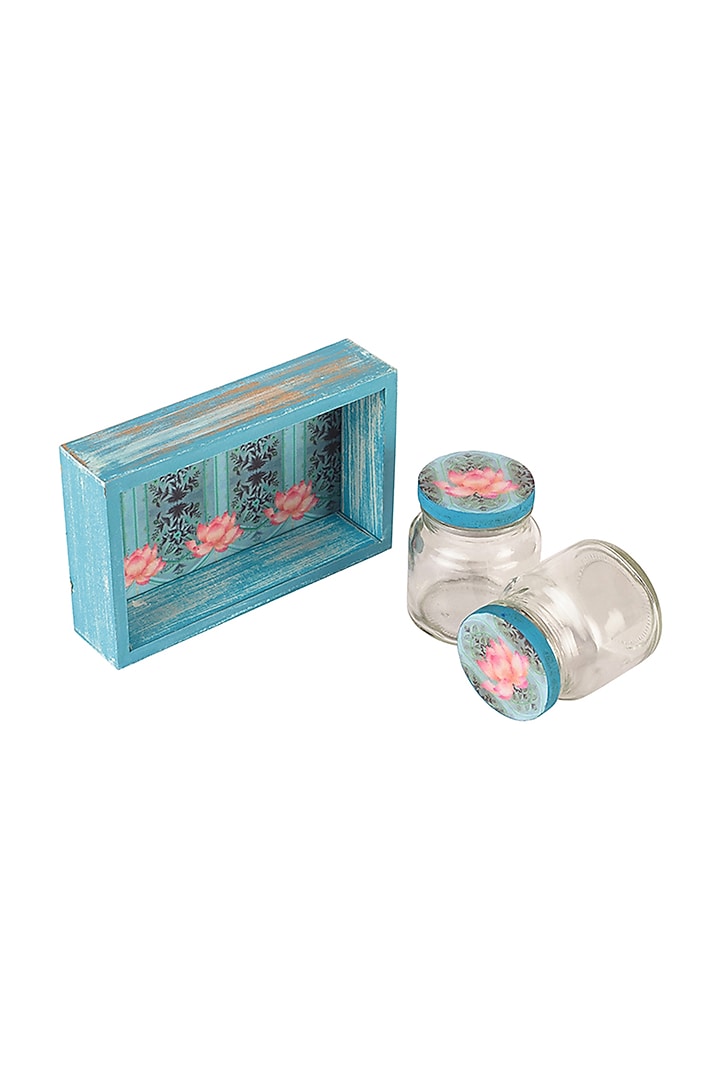 Blue Lotus Jar and Tray Set (Set of 3) by Artychoke at Pernia's Pop Up Shop