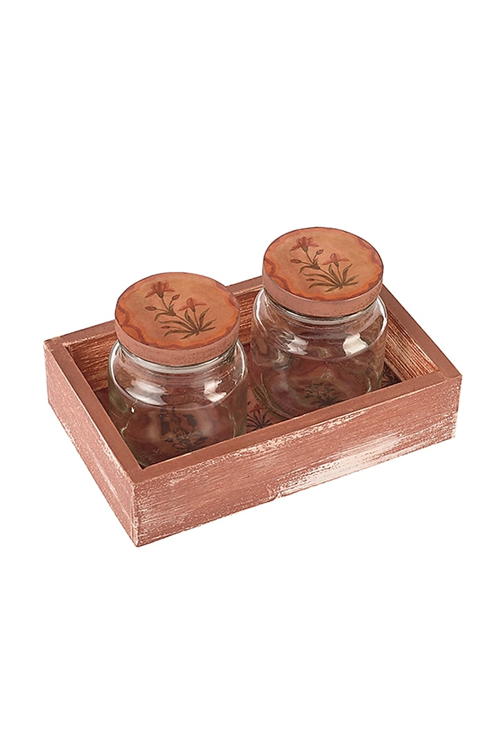 Red Rustica Jar and Tray Set (Set of 3) by Artychoke
