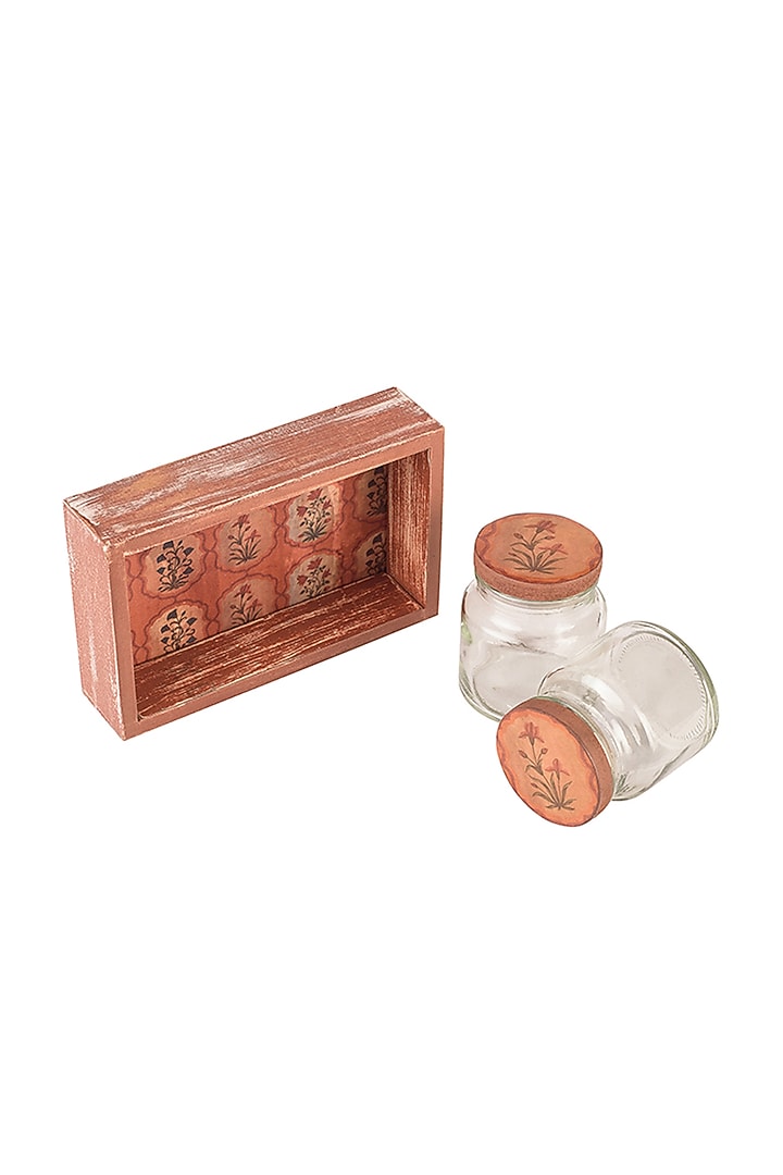 Red Rustica Jar and Tray Set (Set of 3) by Artychoke at Pernia's Pop Up Shop